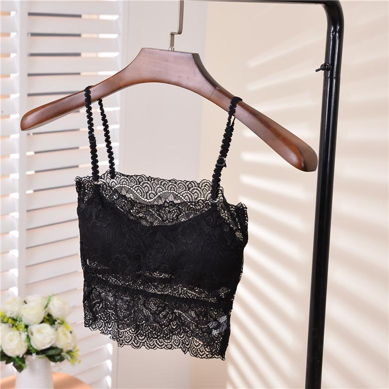 Media Camisa Bralette Encaje Negro