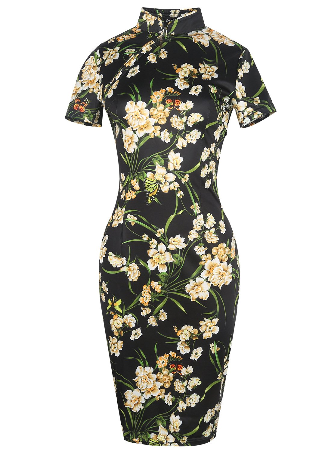 Collier de mandarin floral robe Cheongsam