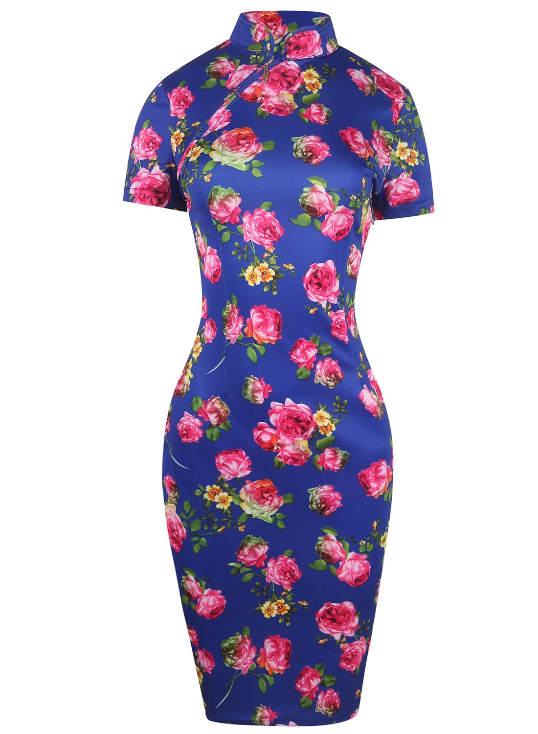 Collier de mandarin floral robe Cheongsam