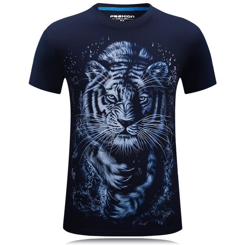 Camisa de manga curta de tigre branco