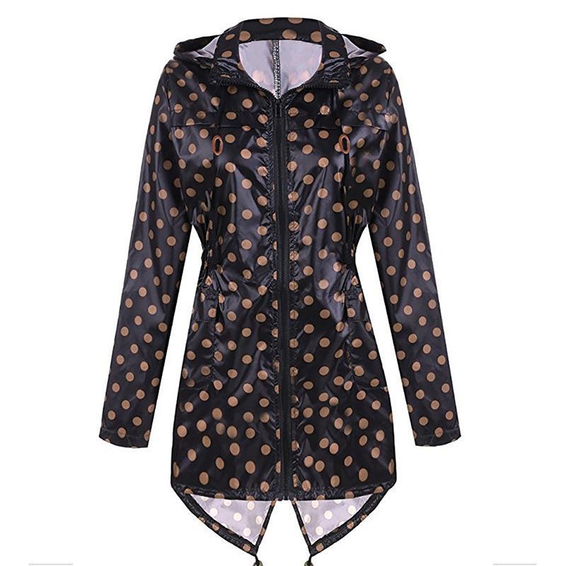 Hoodie-Trenchcoat mit Polka Dot-Print