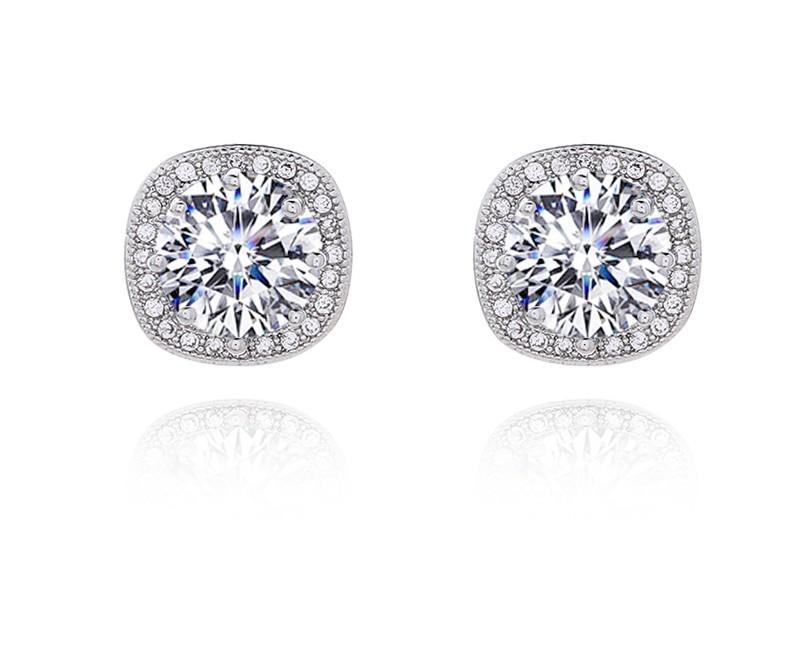 Cushion Cut Sparkle Stud Earrings - Theone Apparel