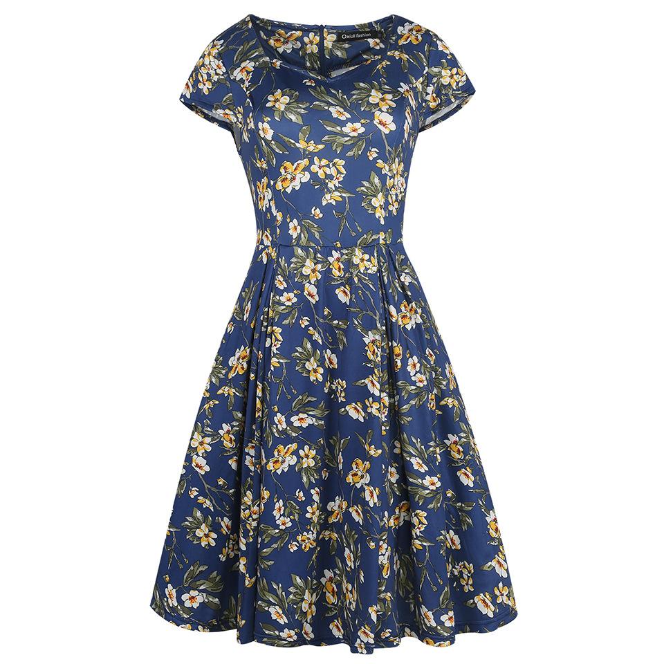 Floral Cap-Sleeve Sweetheart A-Line Dress