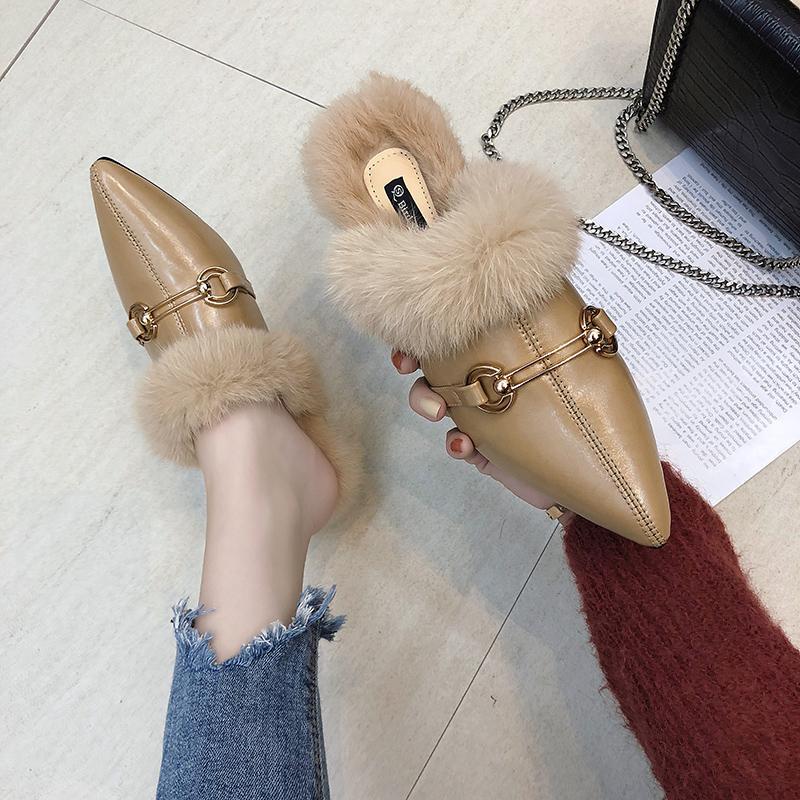 Faux Fur Lined Buckle Flats - Theone Apparel