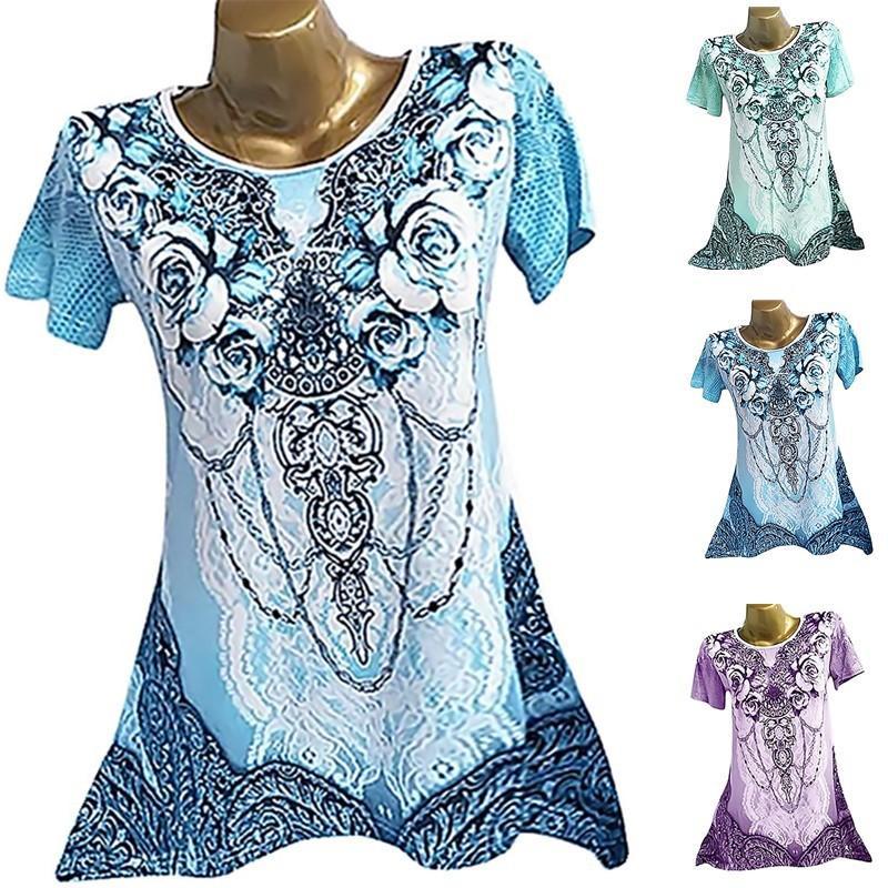 Flora Jewelry Print Peak Hem Top - Theone Apparel