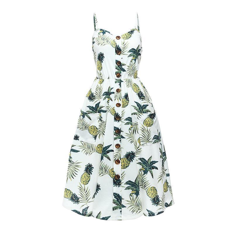 Flower Print Button Up Summer Dress - Theone Apparel