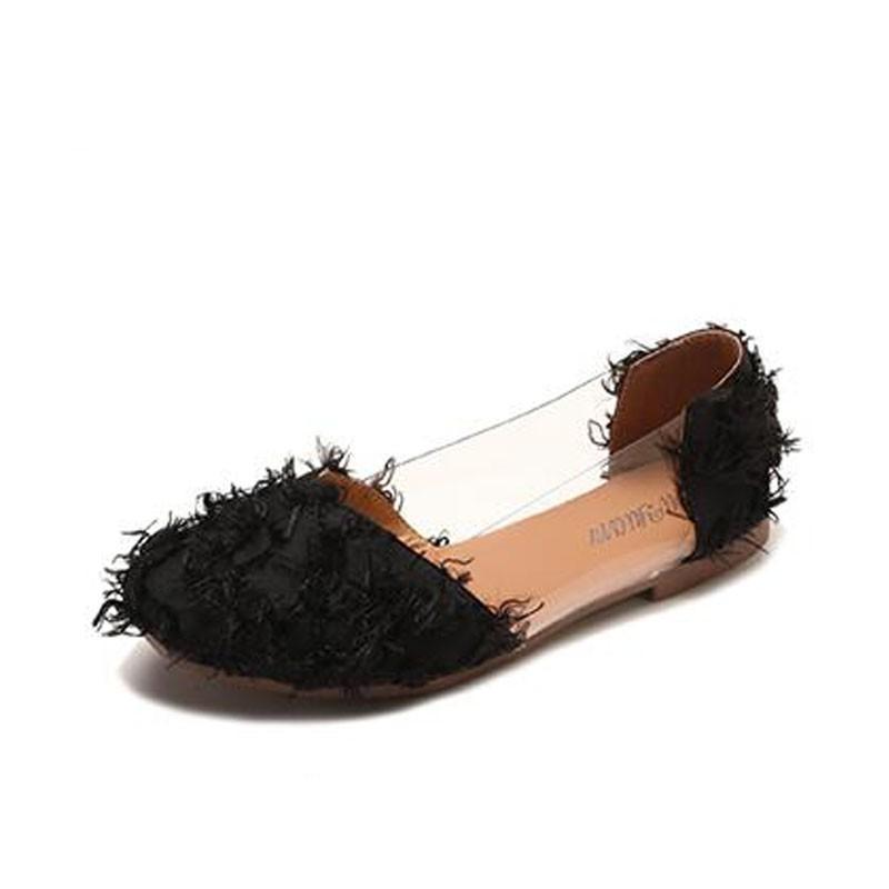 Fringe Frenzy Transparent Fashion Flats - Theone Apparel