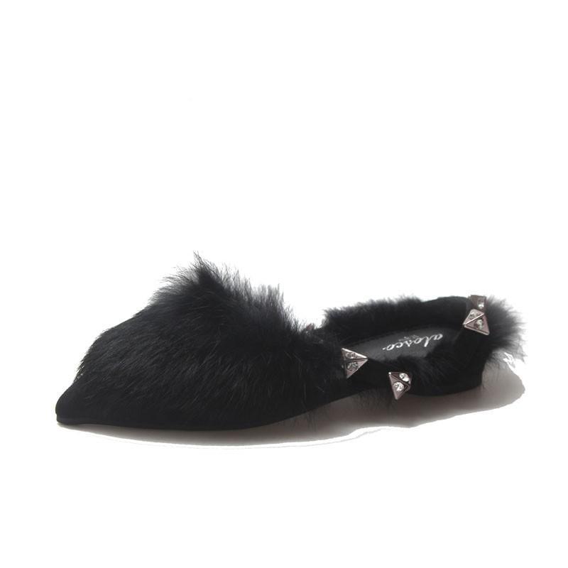 Fuzzy Faux Fur Statement Slides - Theone Apparel