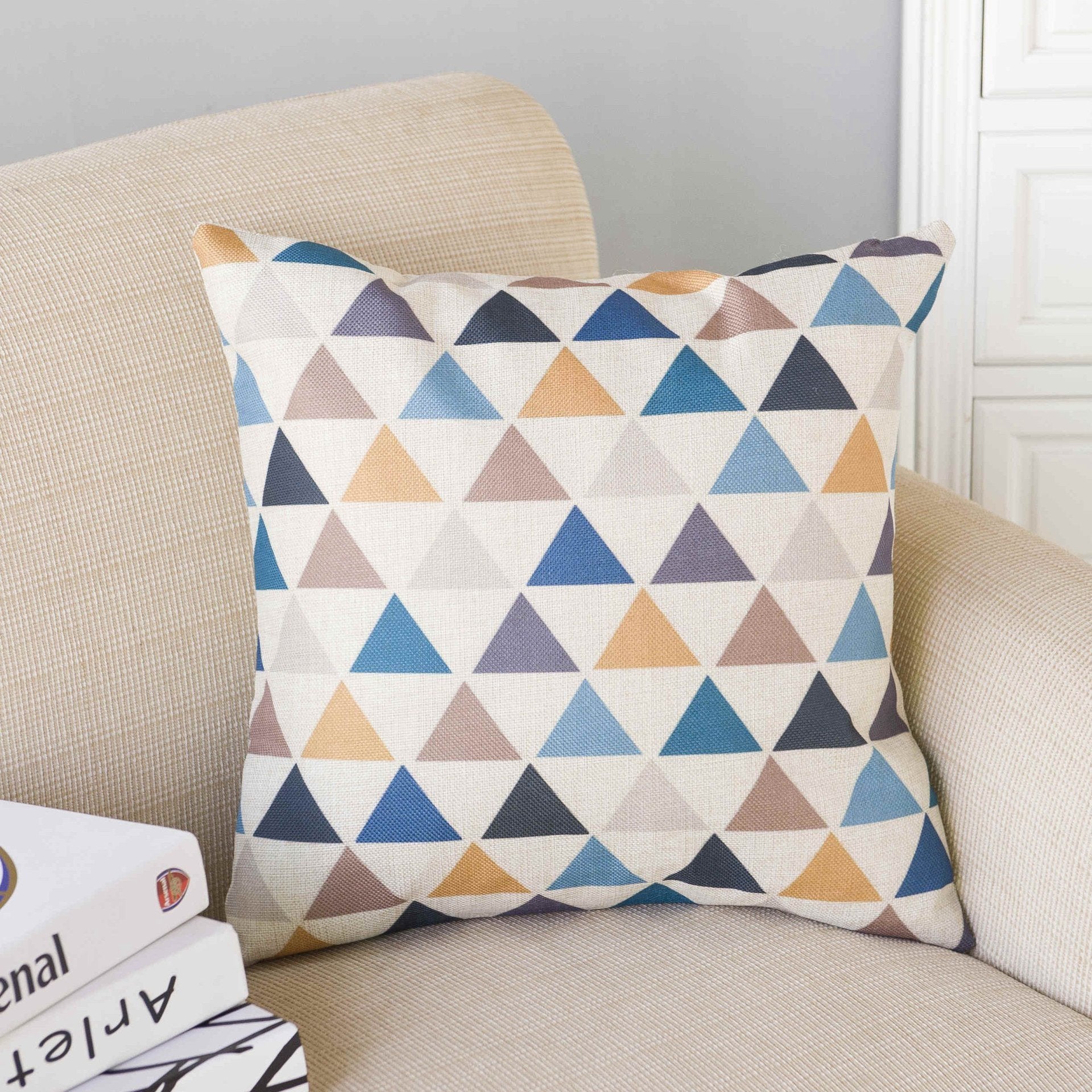 Geo Splice Triangle Print Pillow Covers