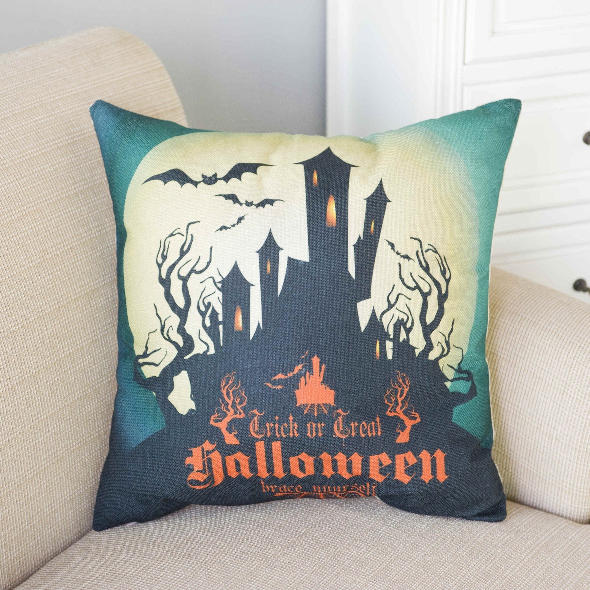 Haunted Halloween Print Pillow Covers