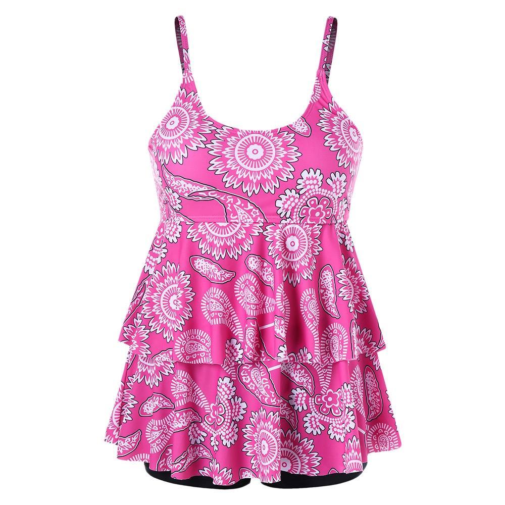 Roze plus size dames tankini