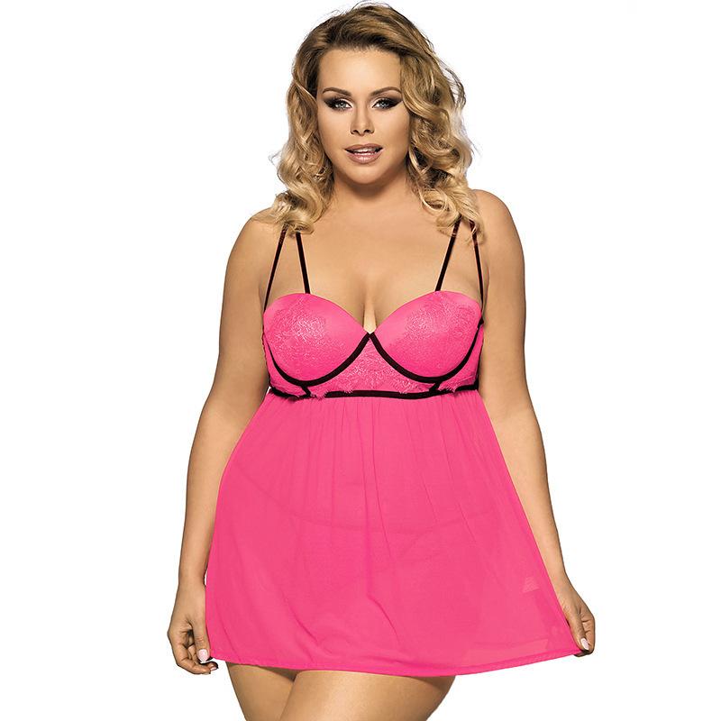 Plus Size Riemchen Spitzen Babydoll Minikleid