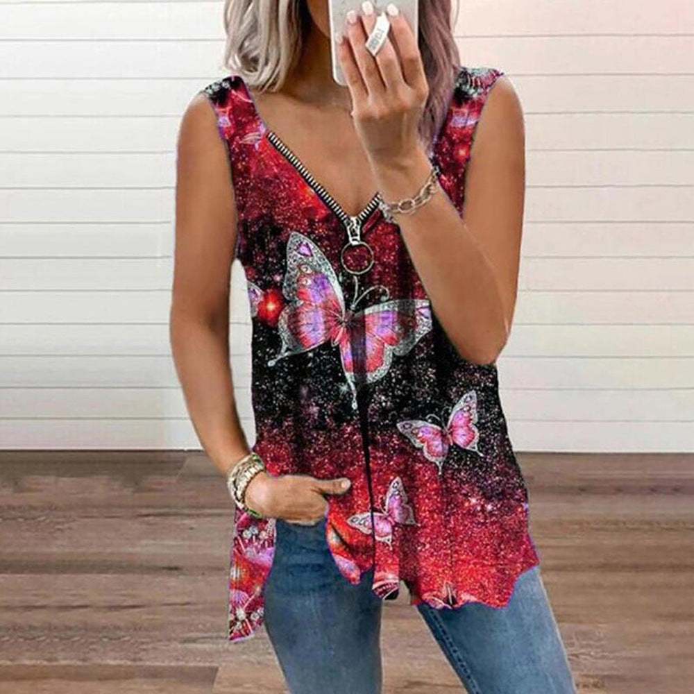 Los passende mouwloze v-neck tank top vlinder blouse