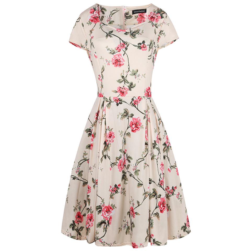 Floral Cap-Sleeve Sweetheart A-Line Dress