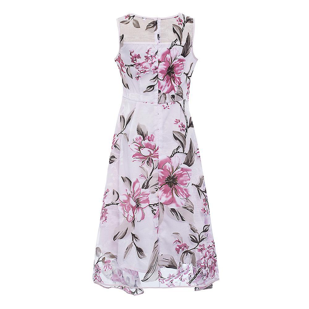 Pink Flower Print Sleeveless Dress