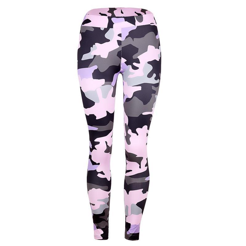 Leggings de gymnase à imprimé camouflage en niveaux de gris