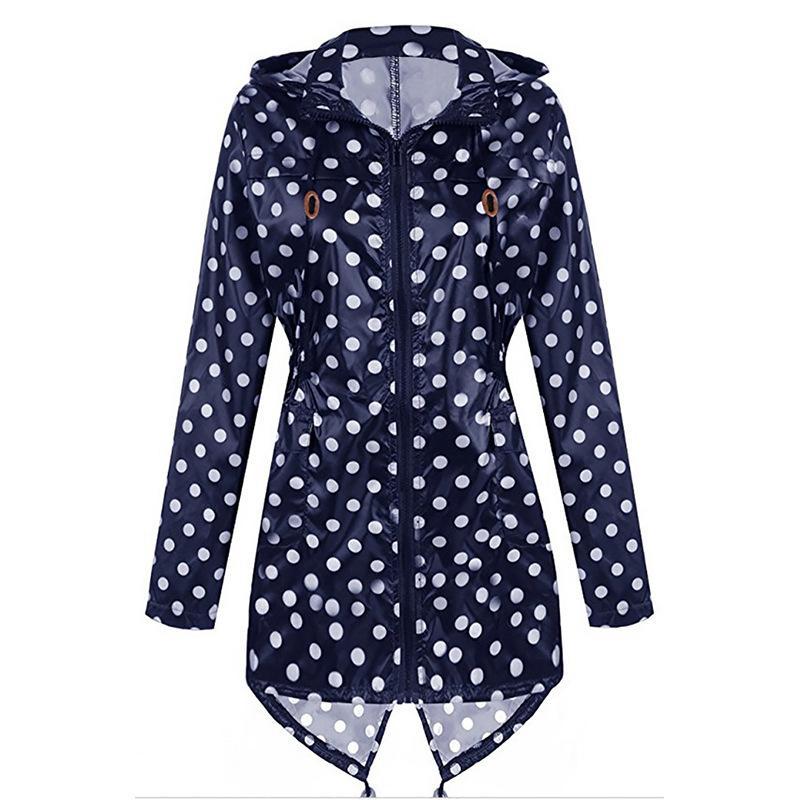 Hoodie-Trenchcoat mit Polka Dot-Print