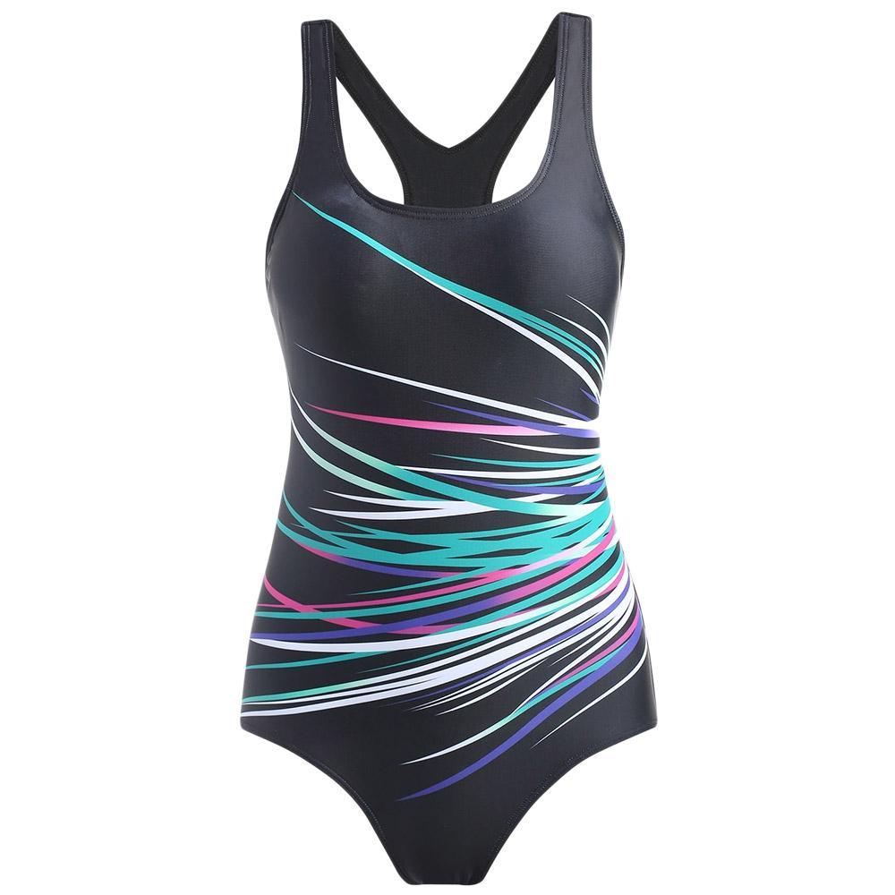 Racerback Cut Out Print Swimsuit