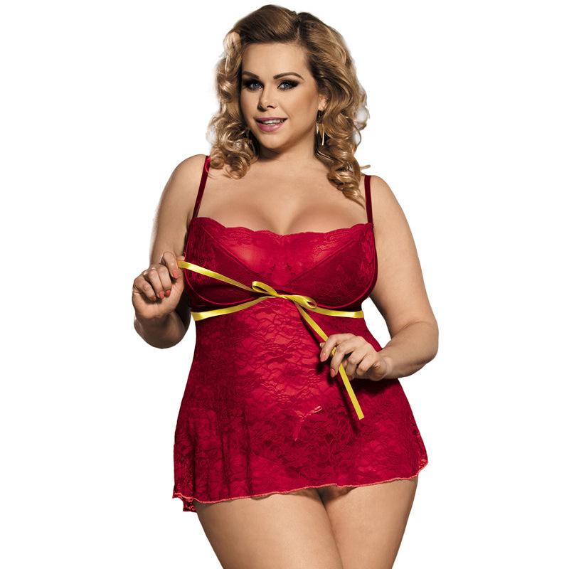 Plus Size Red and Gold Lace Dress