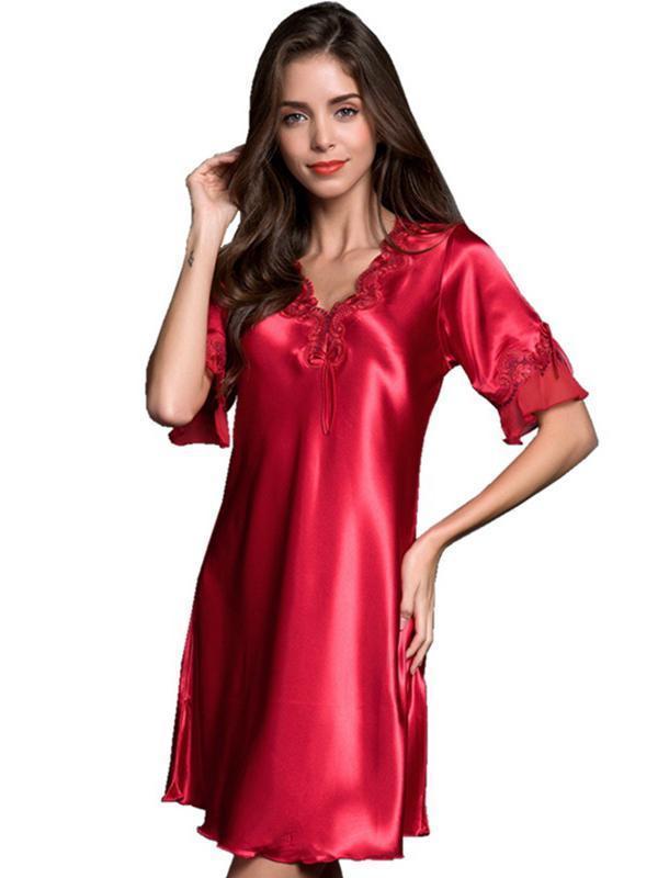 Satiny Ruffles Nightgown