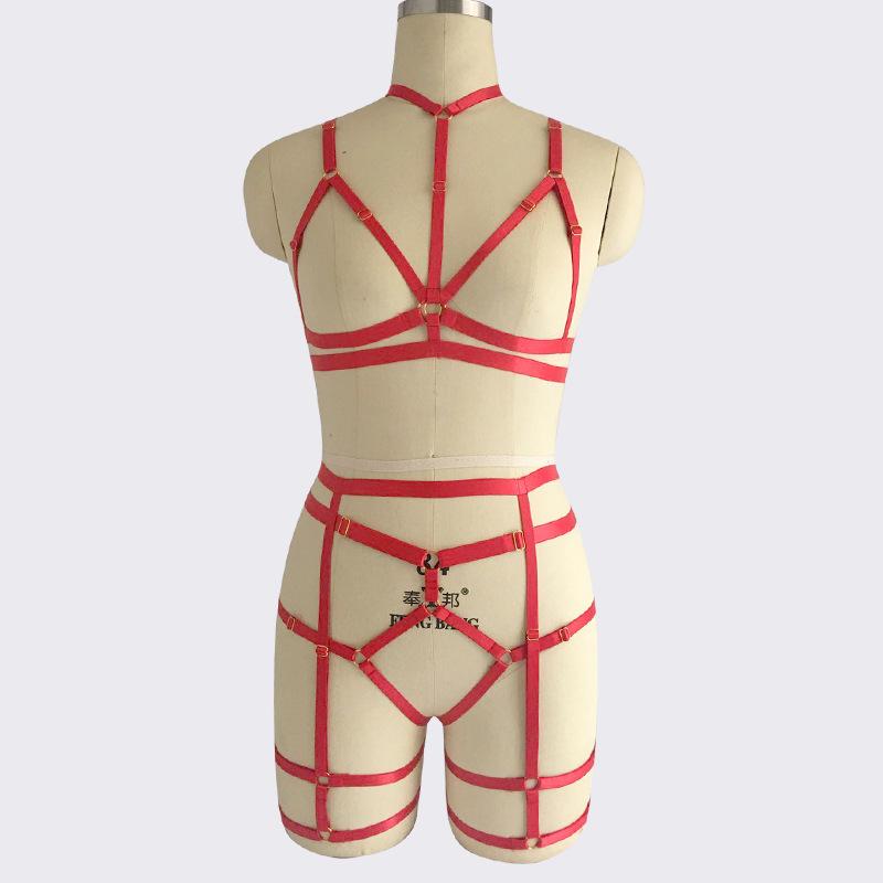 Juego de jaula de bondage con tiras de dos piezas