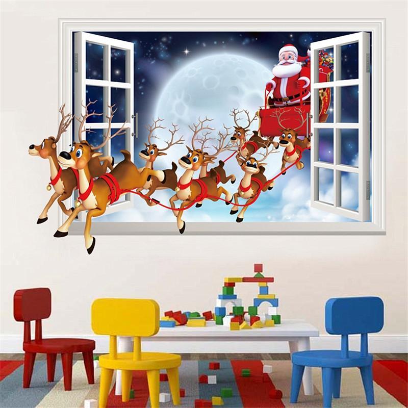 Papai Noel e Raindeer 3D Wall Stickers