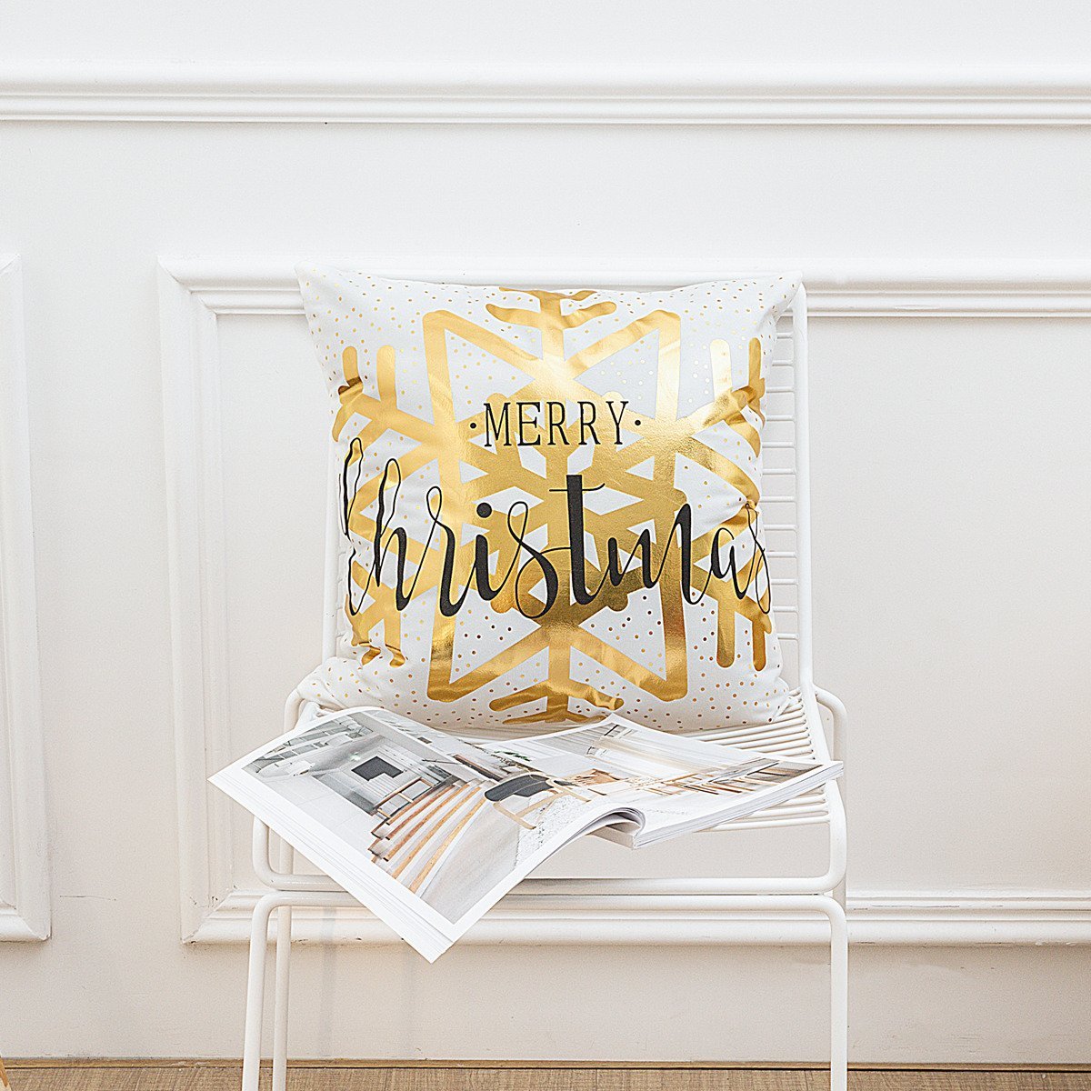 Scripted Gold Foil Pillow Covers