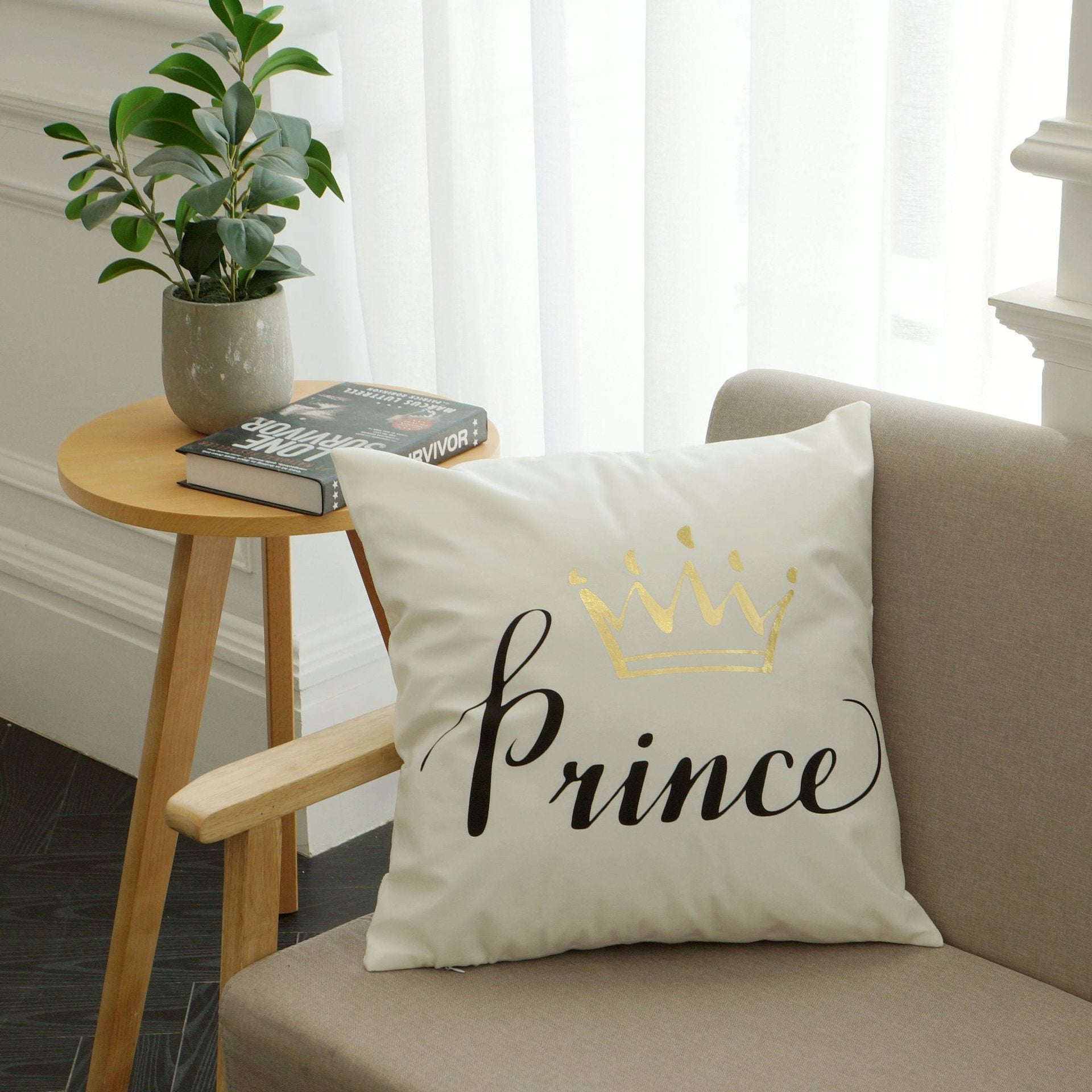 Scripted Gold Foil Pillow Covers