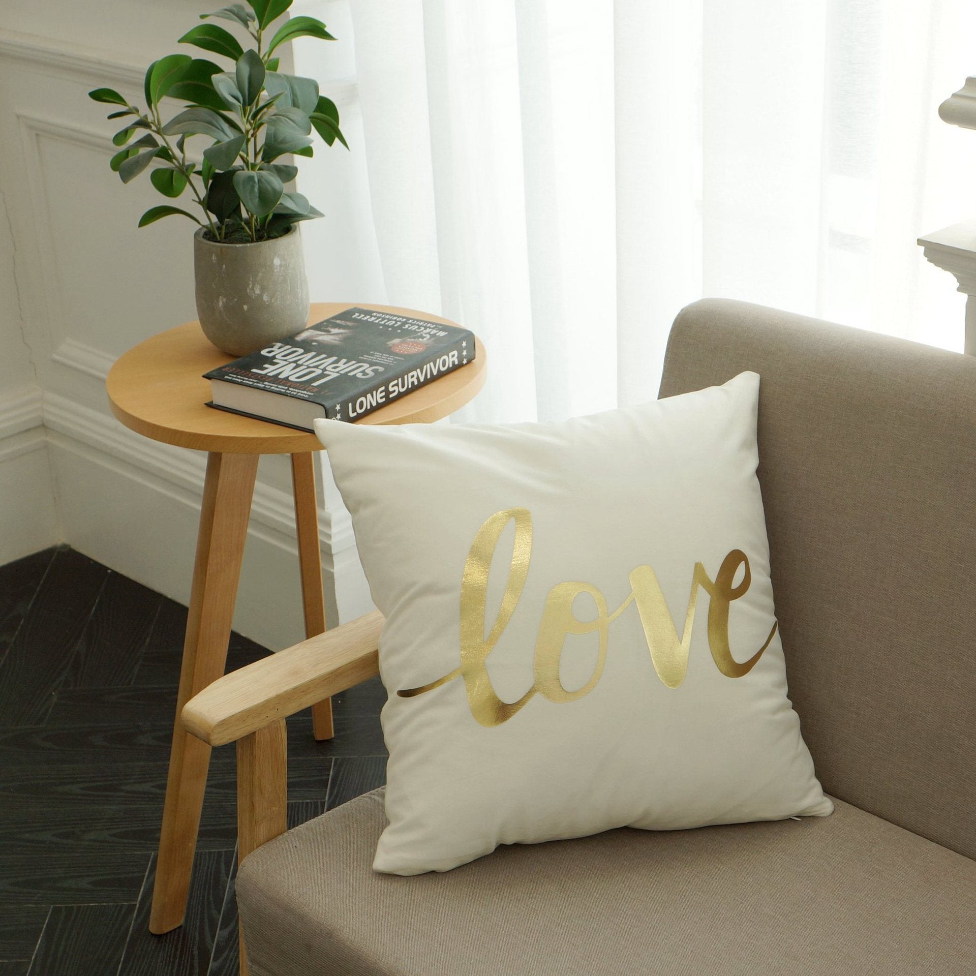 Scripted Gold Foil Pillow Covers