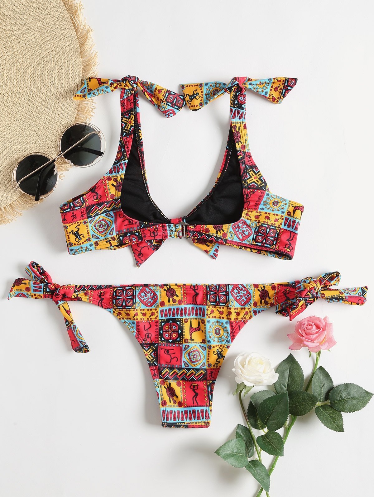 Side Tie Knot Printed Bikini