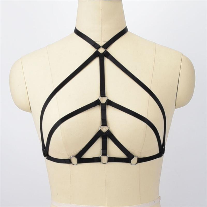 Strappy Elastic Cupless Harness Bra