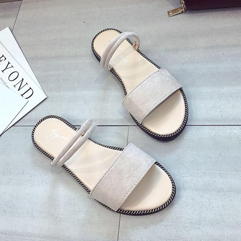 Suede Band Slide On Sandals