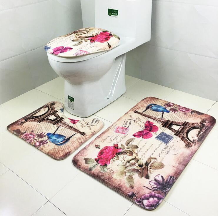 Set di tappeti da bagno a tre pezzi