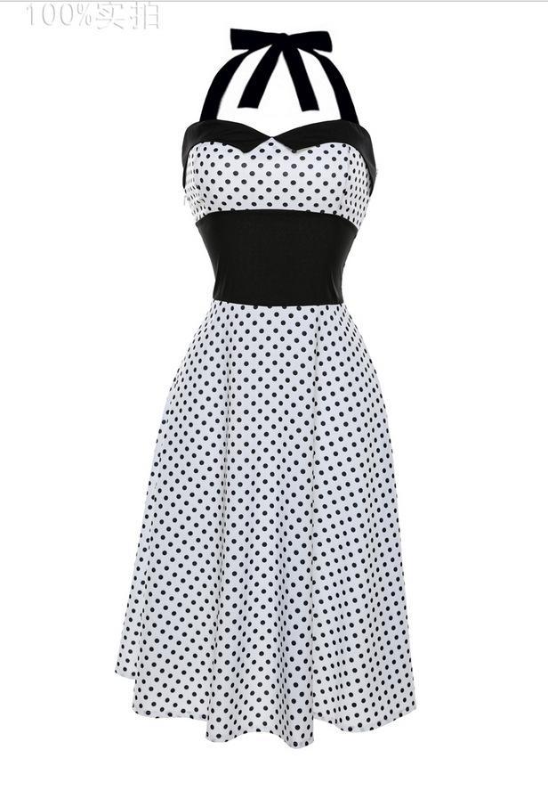 Polka Dots and Pleats Halter Dress