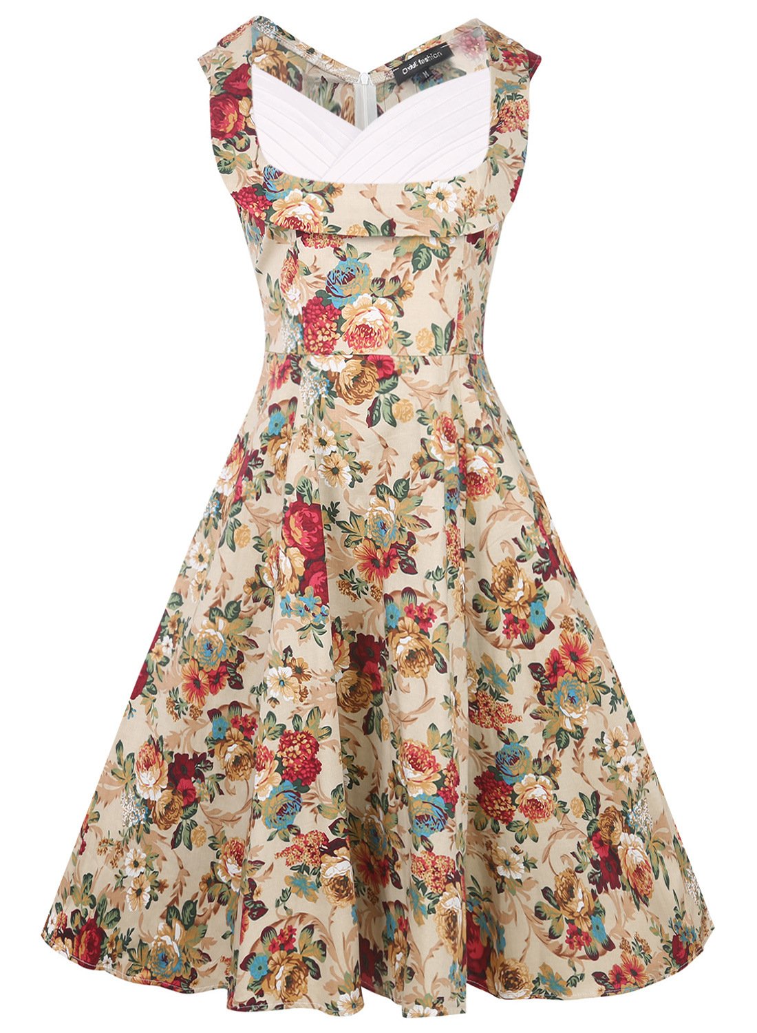 Robe corsage plissée à contraste floral