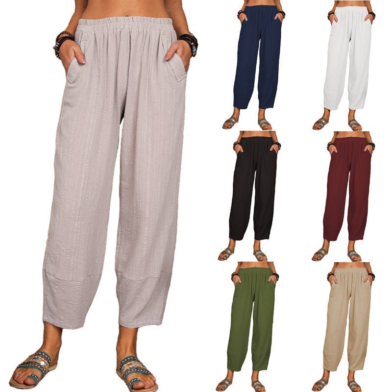 Ankle Length Wide Leg Casual Pants - THEONE APPAREL