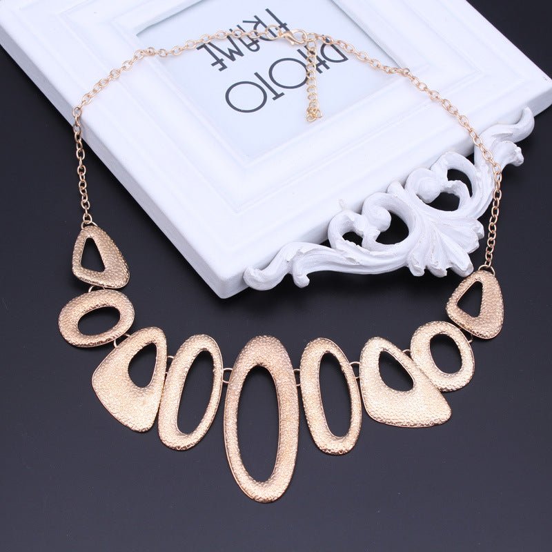 Asymmetrical Oval Metallic Modern Necklace - THEONE APPAREL