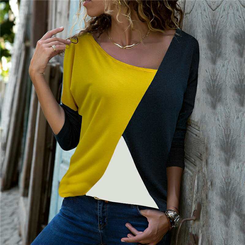 Black Yellow & White Asymmetrical Tee - THEONE APPAREL