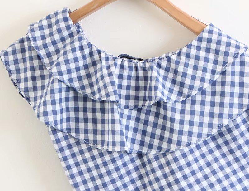 Blue & White Gingham Ruffle Top - THEONE APPAREL