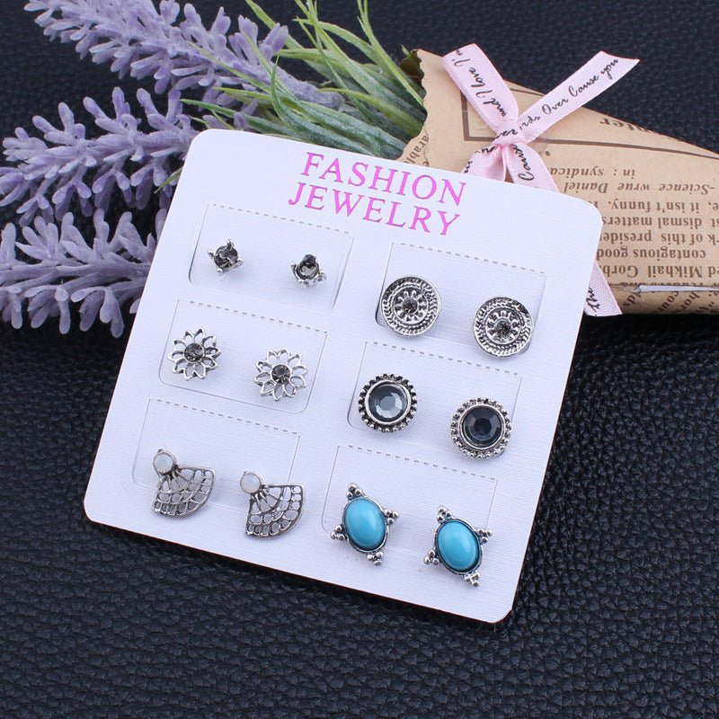 Bohemian Metallic Silver Stud Earrings - THEONE APPAREL