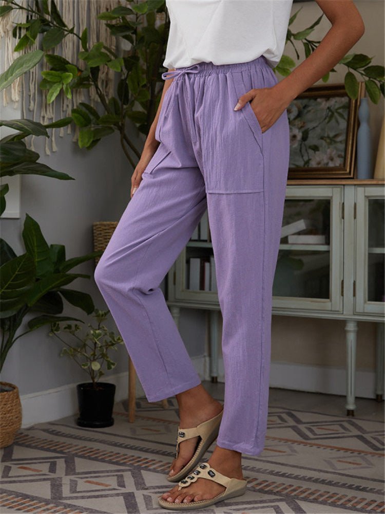 Casual Elastic Waist Straight leg Slacks - THEONE APPAREL