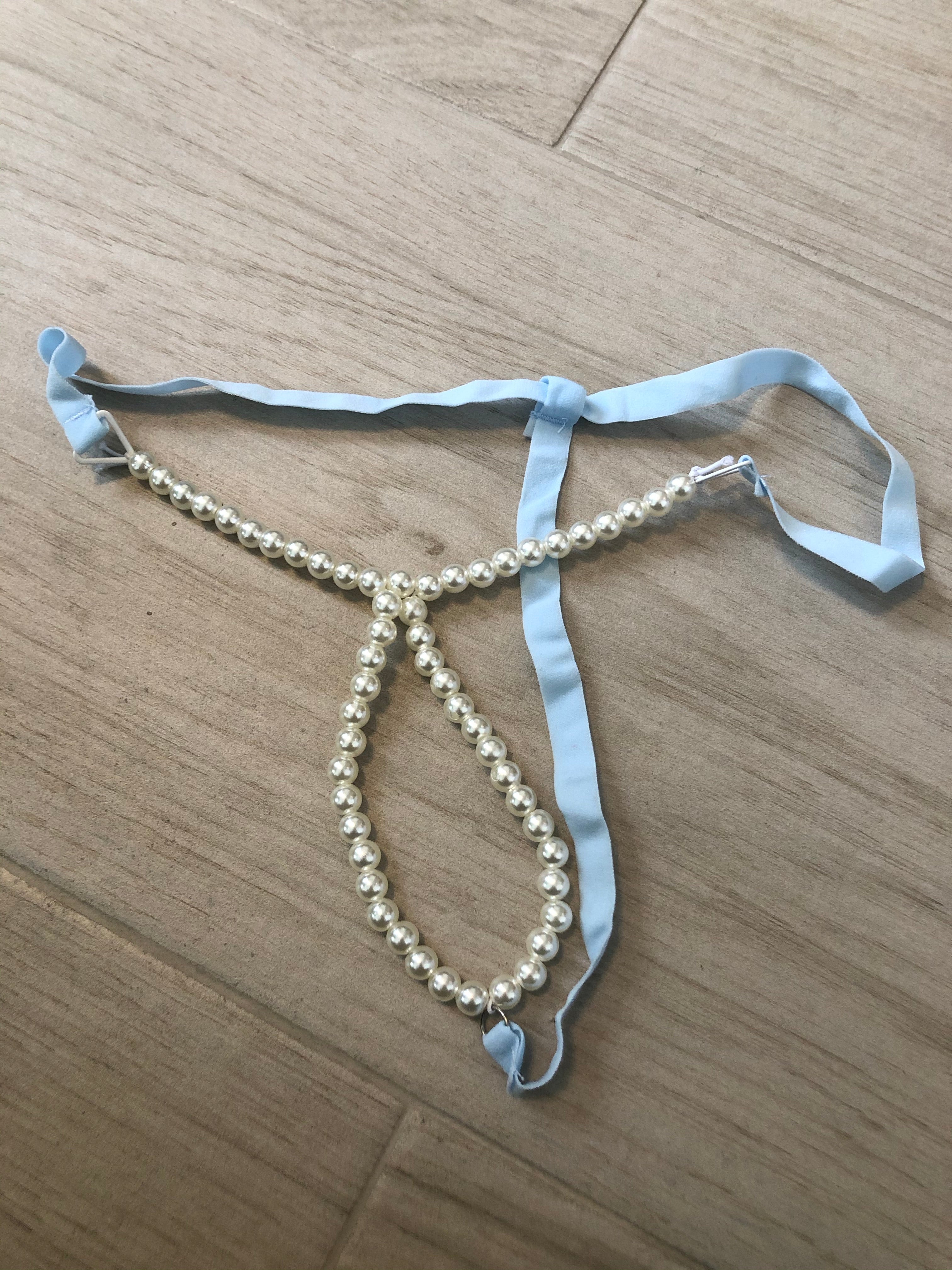 Dual Pearl String Front Butterfly Style Thongs